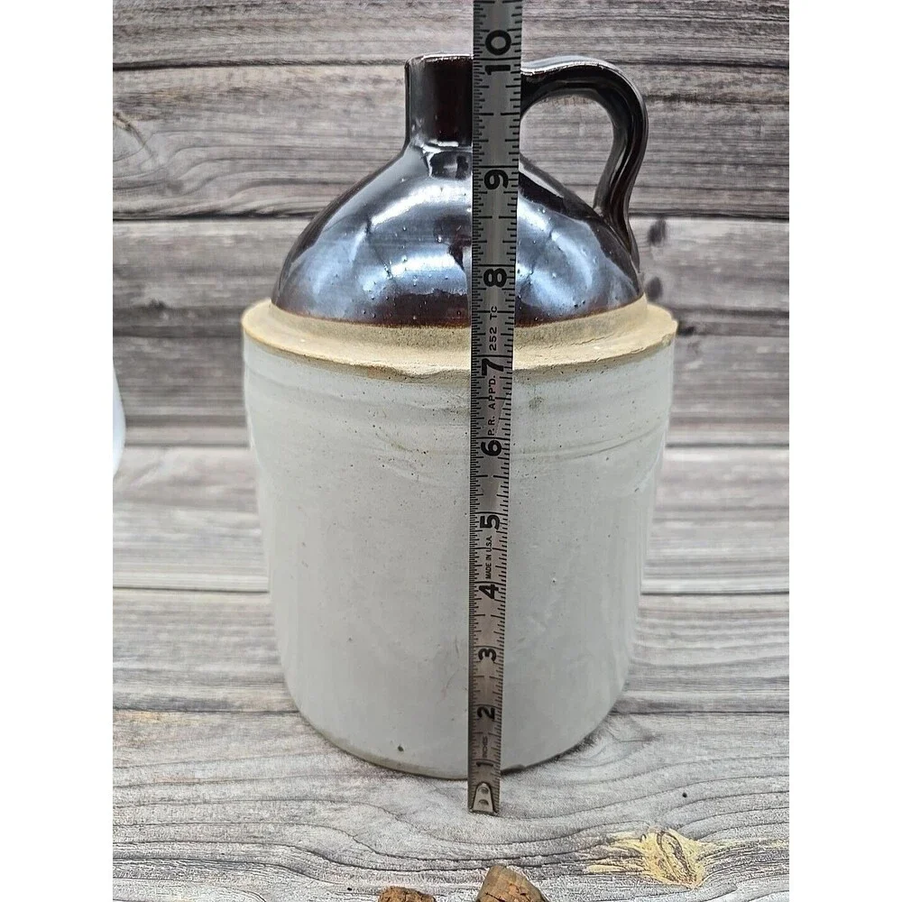 Antique Primitive Stoneware Crock Salt Glazed Handled Jug  11